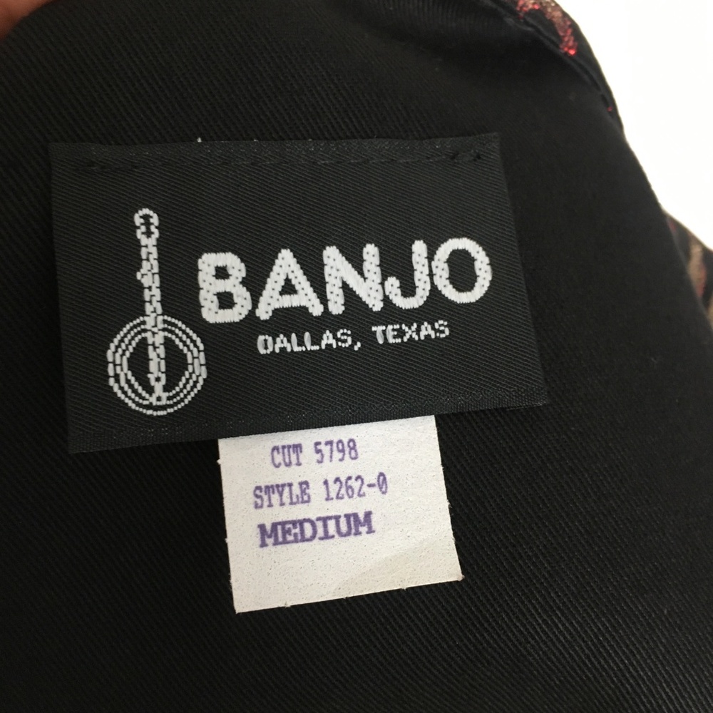 Vintage Banjo Dallas Western Jacket Flames Moto M - Picture 7 of 8